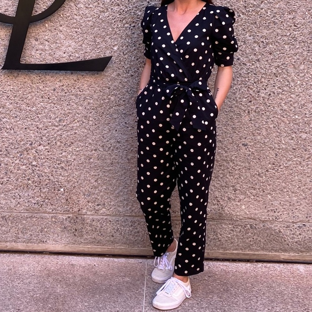 H&M puff sleeve crop jumpsuit - size 2
